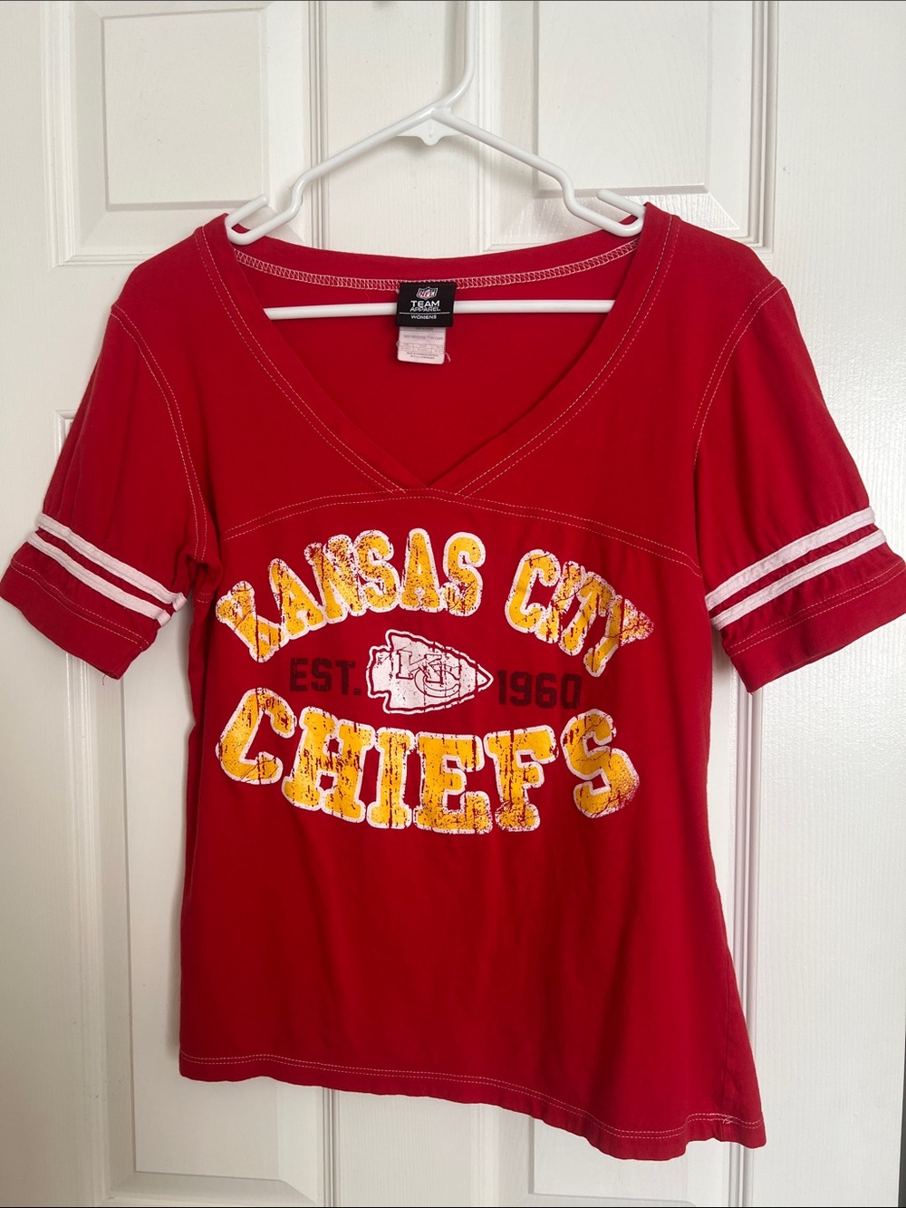 Kansas City Chiefs Women's Red V-Neck Tee by Team Apparel